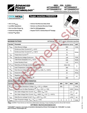 APT20N60BCF datasheet  